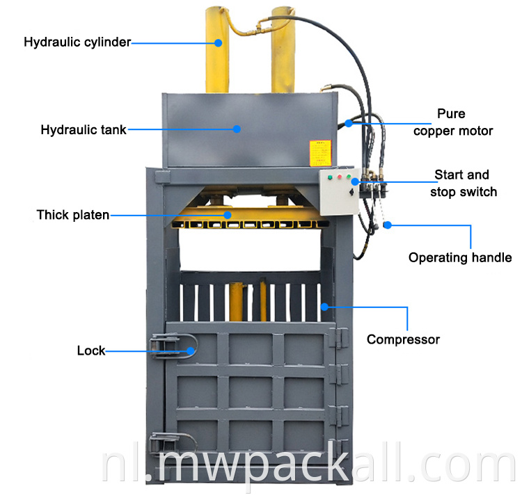 Verticale baler machine Baler Machine voor afvalpapier en gebruikte kleding en hydraulische balenmachine